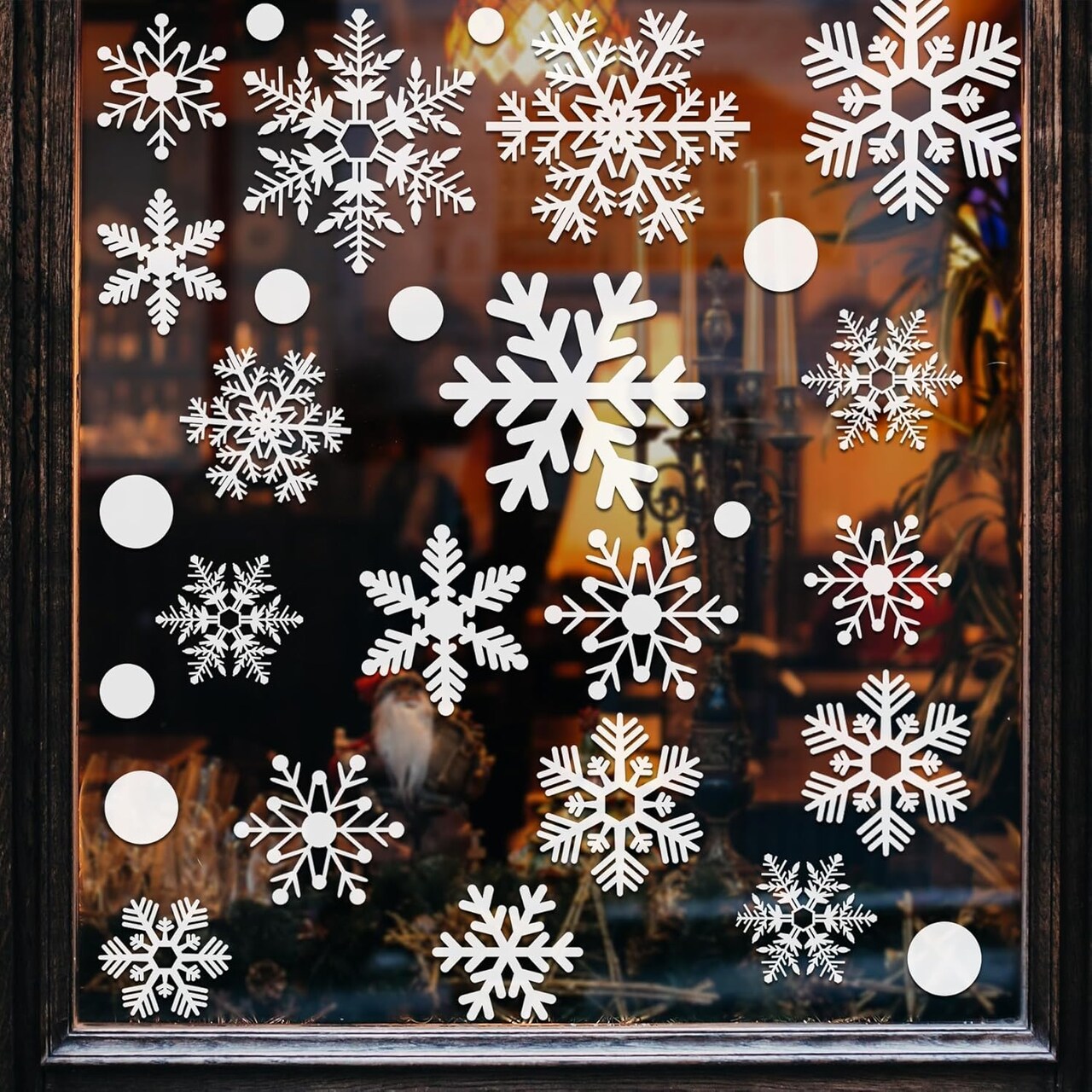 321pcs Christmas Window Decals - 9 Sheets of Snowflakes (Snow)
